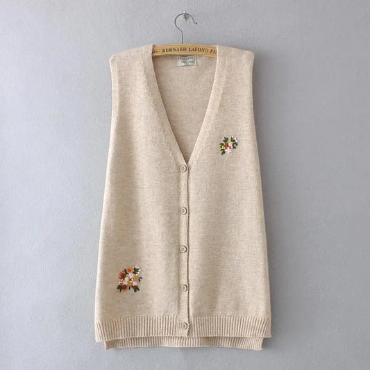 Vintage Floral Embroidered Sweater Vest