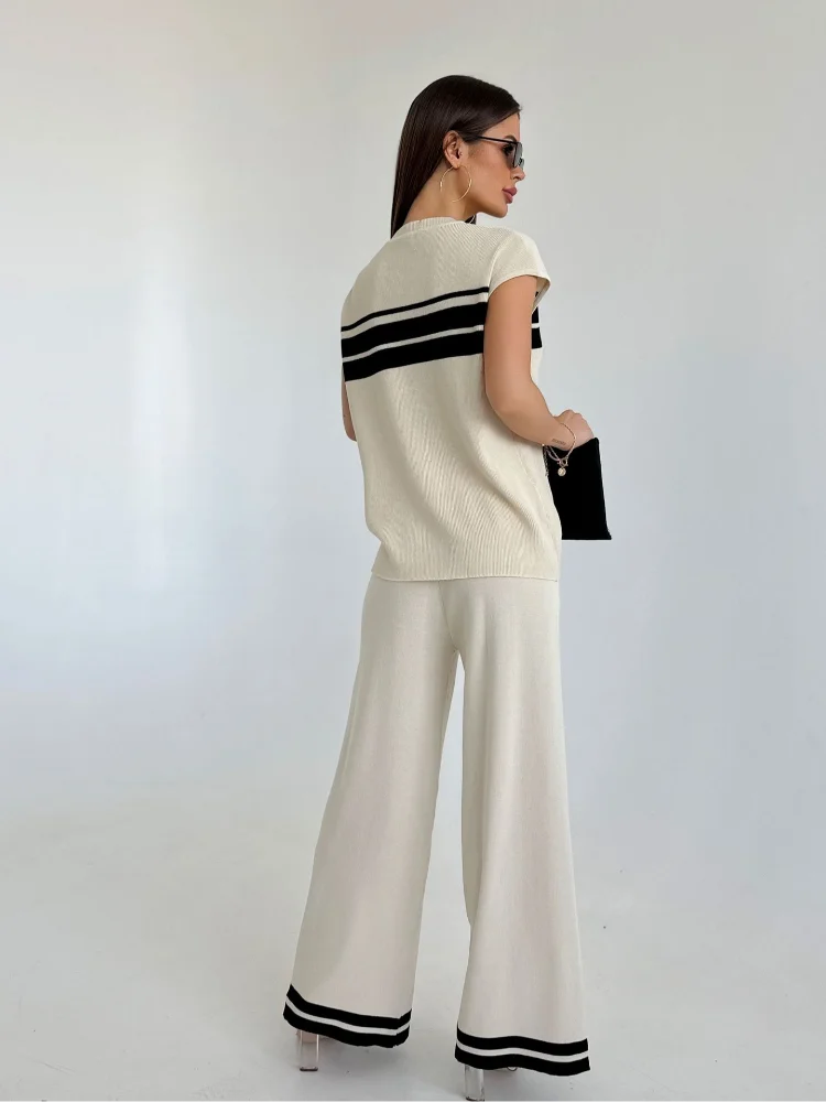 Stripe Knit Pants 2-Piece Set