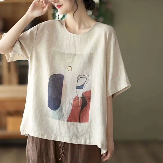 Women's Vintage Art Printed T-shirt