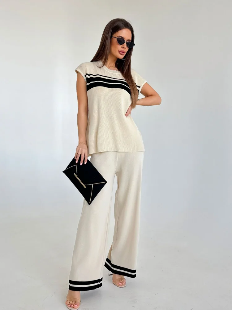 Stripe Knit Pants 2-Piece Set