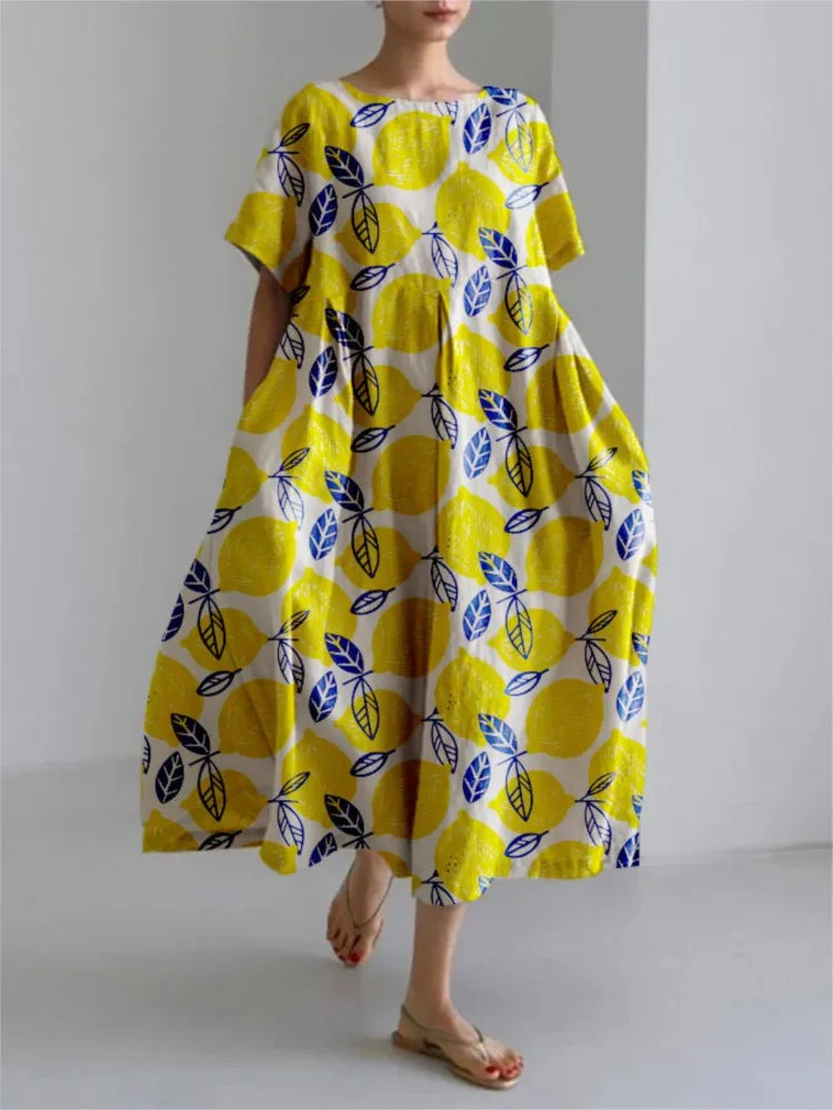 Women’s Flower Print Pocket Maxi Dress