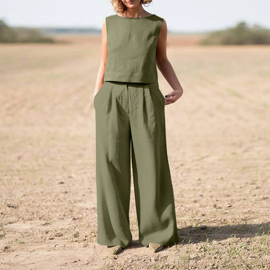 Women's Sleeveless Trousers Suit