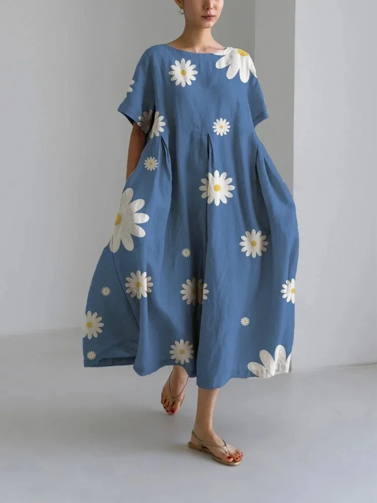 Women’s Flower Print Pocket Maxi Dress