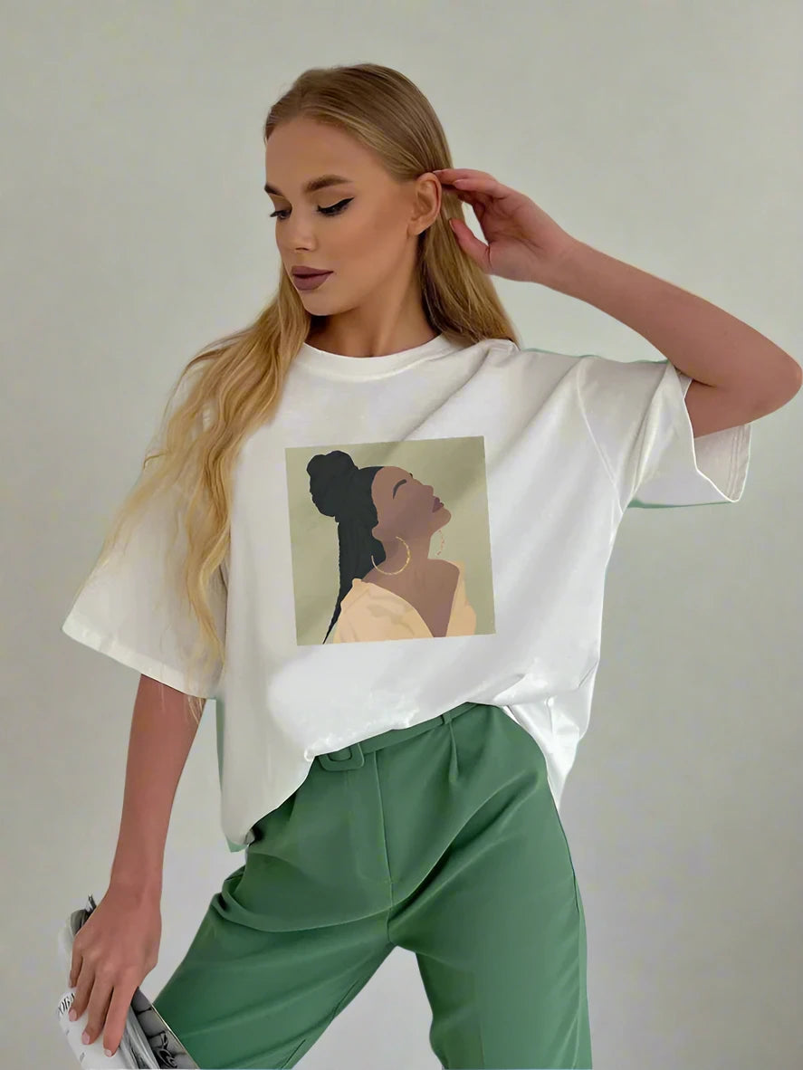 Retro Graphic Printed T-Shirt for Women