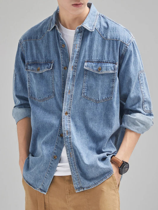 Men's Denim Button-Up Shirt